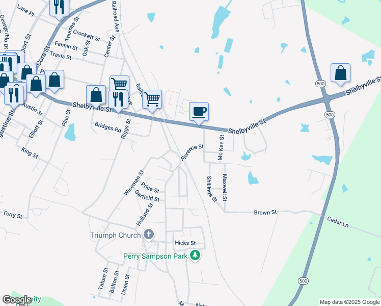map of restaurants, bars, coffee shops, grocery stores, and more near 551 Florence Street in Center