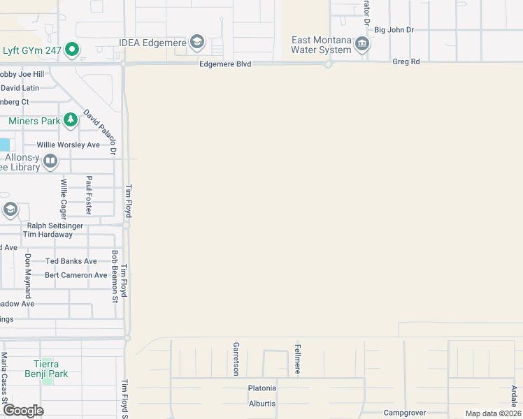 map of restaurants, bars, coffee shops, grocery stores, and more near Edgemere Boulevard in El Paso