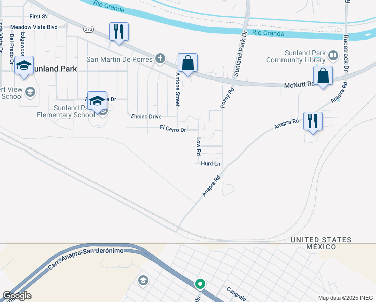 map of restaurants, bars, coffee shops, grocery stores, and more near 440 Morrison Road in Sunland Park