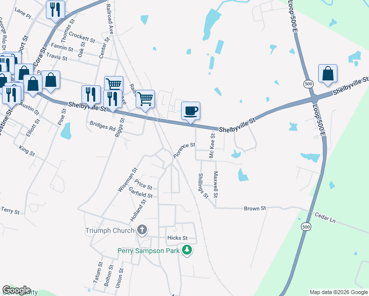 map of restaurants, bars, coffee shops, grocery stores, and more near 551 Florence Street in Center