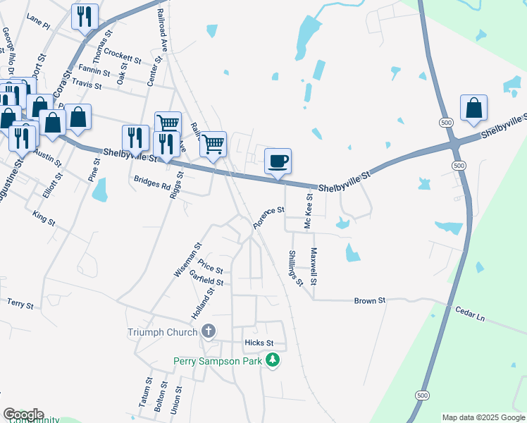 map of restaurants, bars, coffee shops, grocery stores, and more near 551 Florence Street in Center