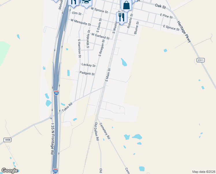 map of restaurants, bars, coffee shops, grocery stores, and more near 1101 South Main Street in West