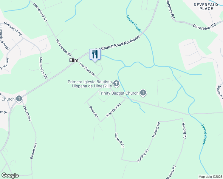map of restaurants, bars, coffee shops, grocery stores, and more near 320 Lee Place Road Northeast in Ludowici