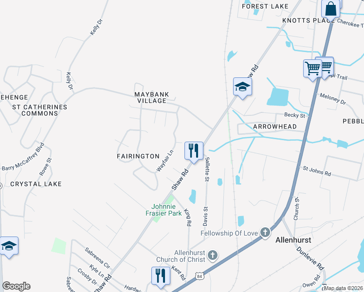 map of restaurants, bars, coffee shops, grocery stores, and more near 503 Bedford Court in Hinesville