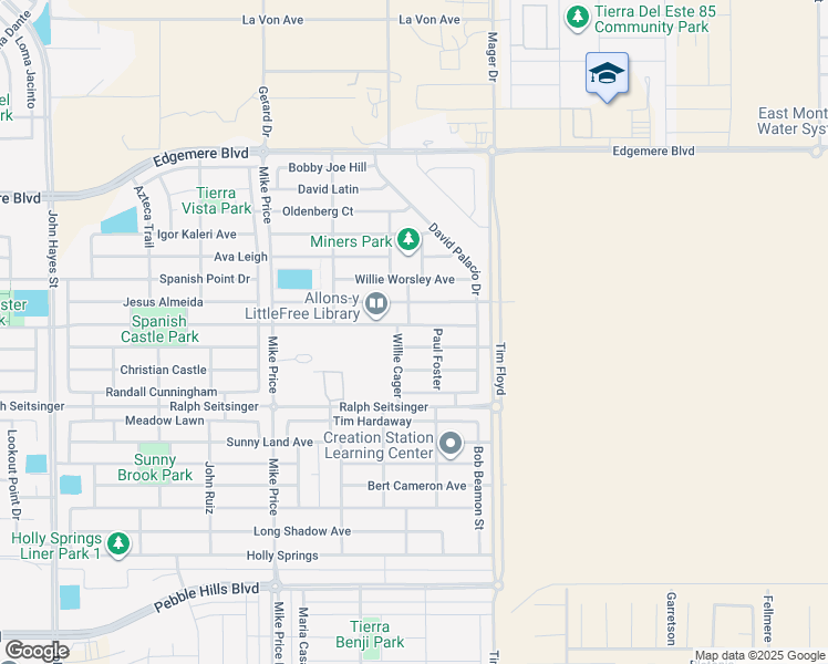 map of restaurants, bars, coffee shops, grocery stores, and more near 14860 Harry Flournoy in El Paso