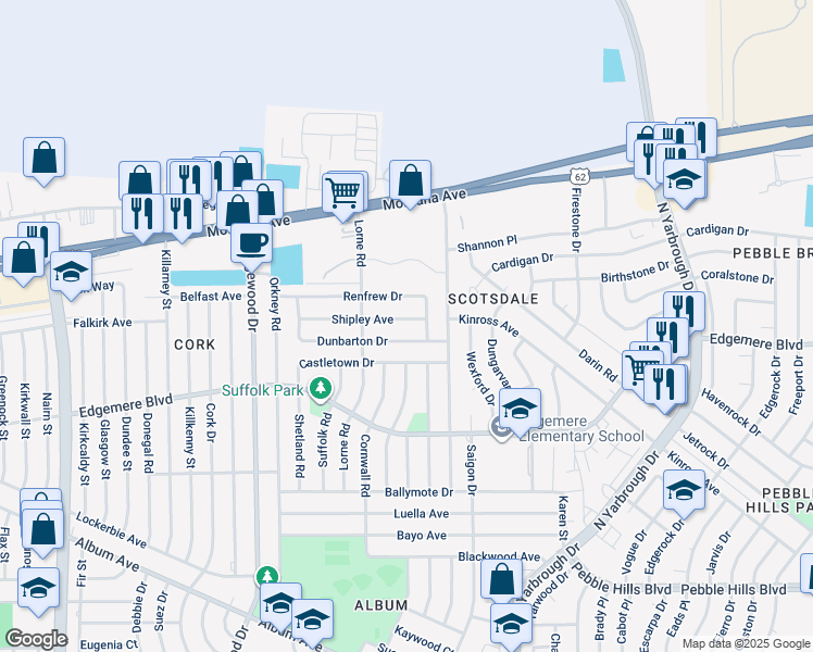 map of restaurants, bars, coffee shops, grocery stores, and more near 10226 Shipley Avenue in El Paso