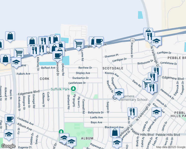 map of restaurants, bars, coffee shops, grocery stores, and more near 10226 Shipley Avenue in El Paso
