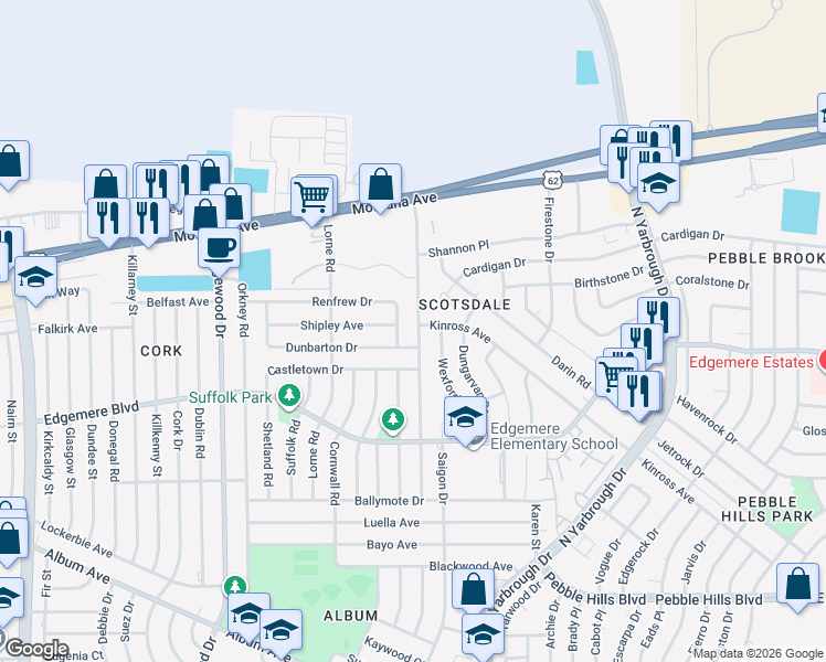 map of restaurants, bars, coffee shops, grocery stores, and more near 3335 Limerick Road in El Paso