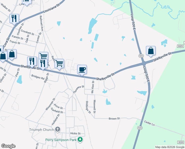 map of restaurants, bars, coffee shops, grocery stores, and more near 1124 Shelbyville Street in Center