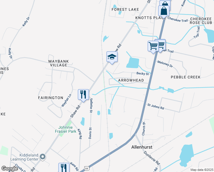 map of restaurants, bars, coffee shops, grocery stores, and more near 186 Sequoia Circle in Hinesville