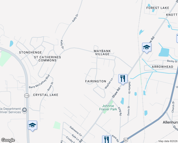 map of restaurants, bars, coffee shops, grocery stores, and more near 405 Clairemore Circle in Hinesville