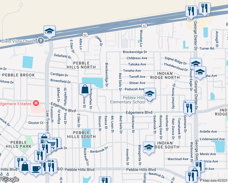 map of restaurants, bars, coffee shops, grocery stores, and more near 3440 Mc Lean Street in El Paso