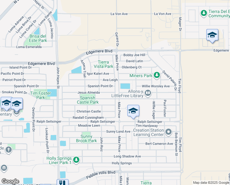 map of restaurants, bars, coffee shops, grocery stores, and more near 3232 Peruvian Paso in El Paso