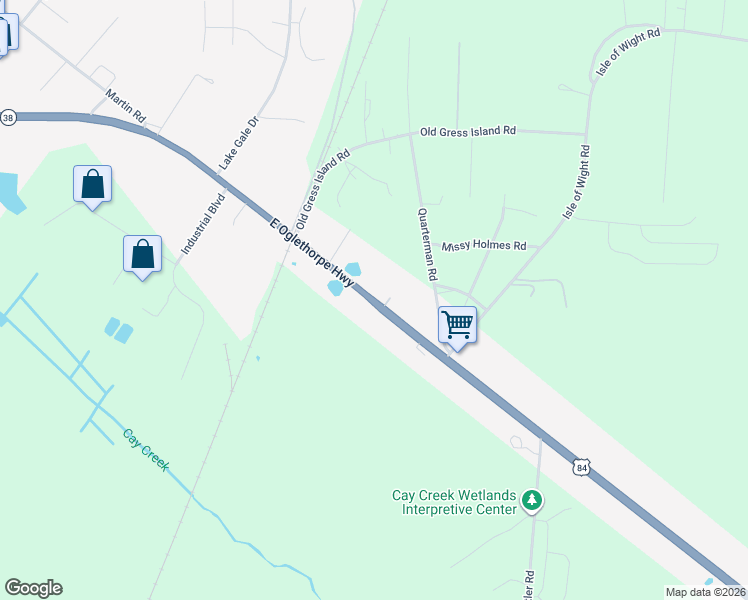 map of restaurants, bars, coffee shops, grocery stores, and more near East Oglethorpe Highway in Midway