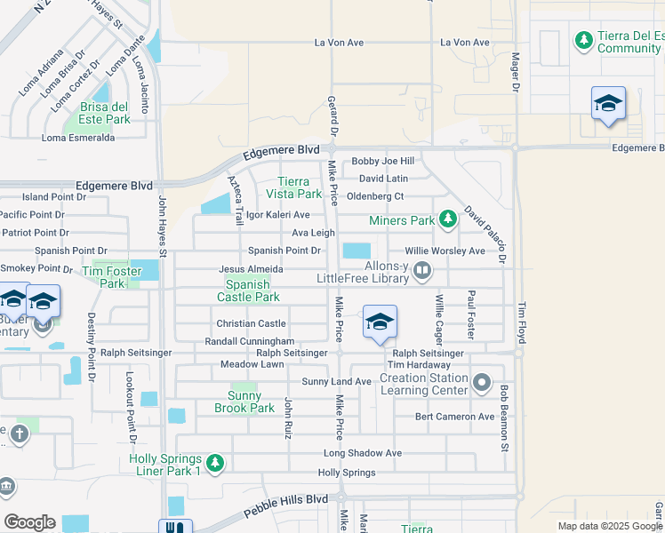 map of restaurants, bars, coffee shops, grocery stores, and more near 3232 Peruvian Paso in El Paso