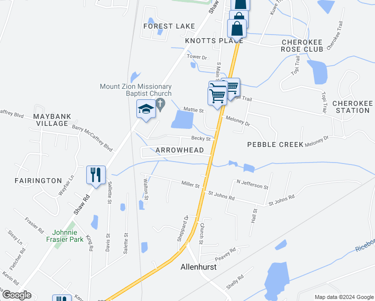 map of restaurants, bars, coffee shops, grocery stores, and more near 217 Sequoia Circle in Hinesville