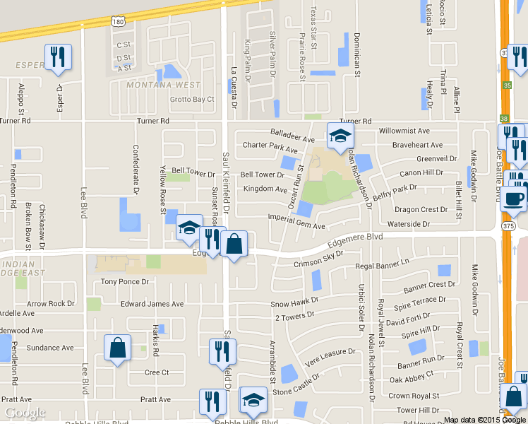 map of restaurants, bars, coffee shops, grocery stores, and more near 11761 Corona Crest Avenue in El Paso