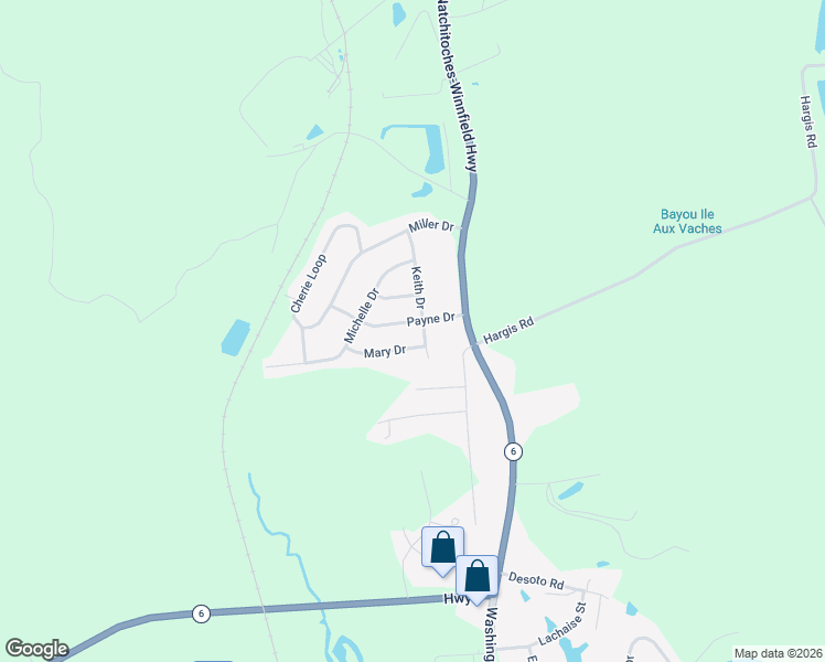 map of restaurants, bars, coffee shops, grocery stores, and more near 140-198 Payne Drive in Natchitoches