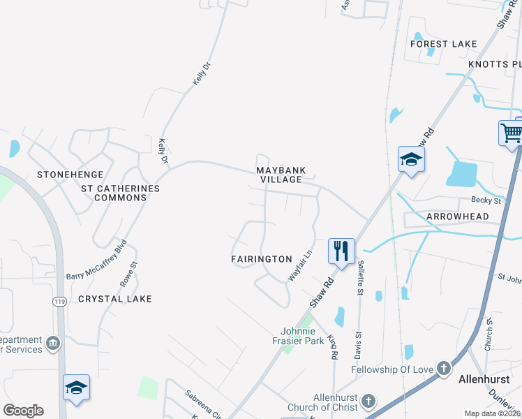 map of restaurants, bars, coffee shops, grocery stores, and more near 111 Wayfair Lane in Hinesville