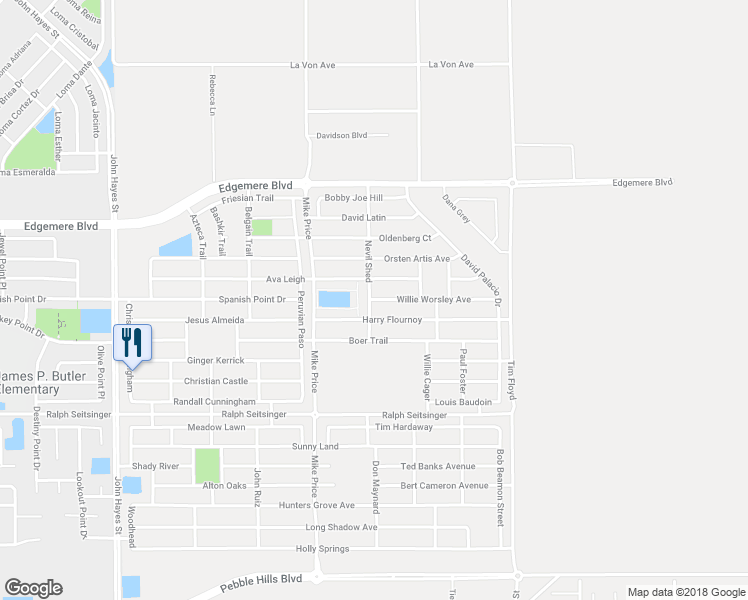 map of restaurants, bars, coffee shops, grocery stores, and more near 14833 Willie Worsley Avenue in El Paso