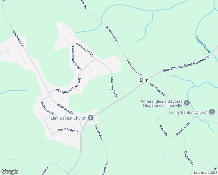 map of restaurants, bars, coffee shops, grocery stores, and more near 131 Mustang Lane Northeast in Ludowici