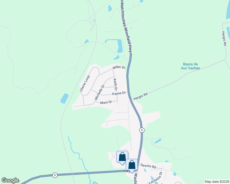 map of restaurants, bars, coffee shops, grocery stores, and more near 140 Payne Drive in Natchitoches