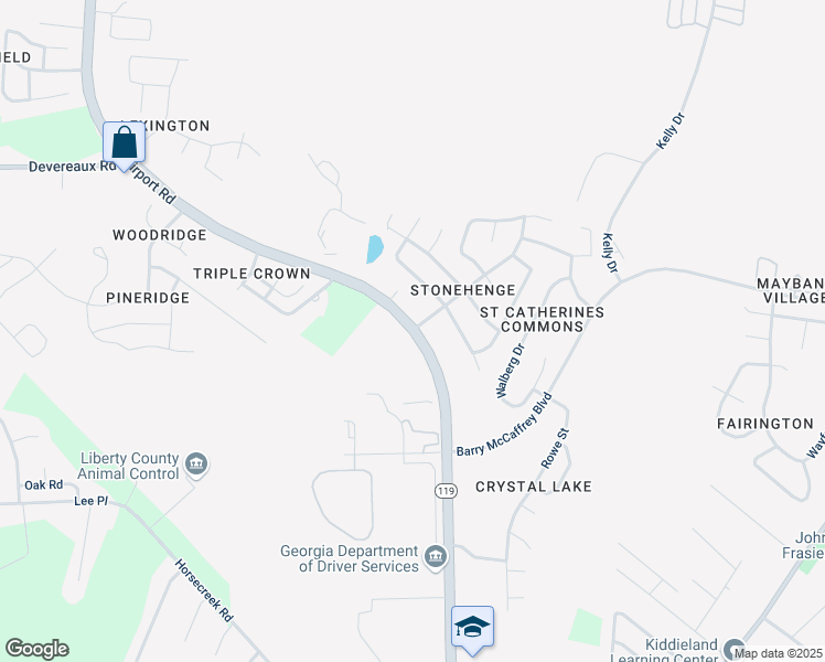 map of restaurants, bars, coffee shops, grocery stores, and more near 1183-1287 Airport Rd in Hinesville