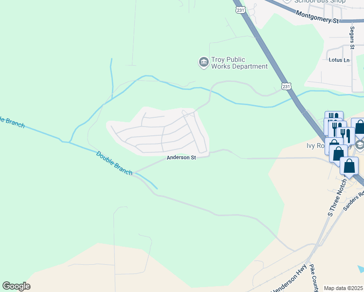 map of restaurants, bars, coffee shops, grocery stores, and more near Hunters Mountain Parkway in Troy