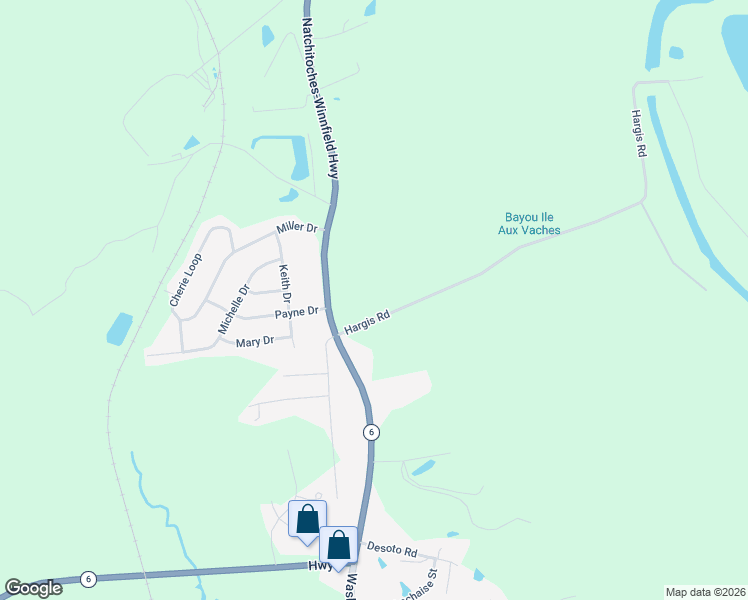 map of restaurants, bars, coffee shops, grocery stores, and more near 141 Par Road 505 in Natchitoches