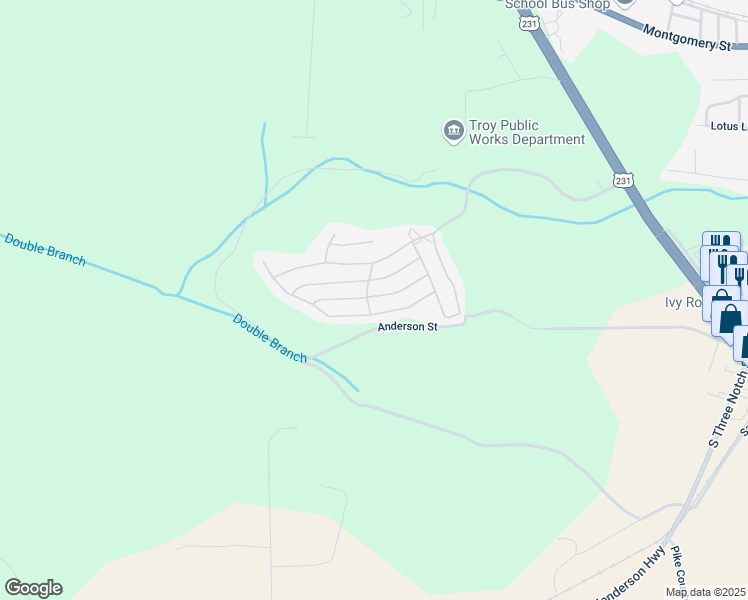 map of restaurants, bars, coffee shops, grocery stores, and more near 1310 Hunters Mountain Parkway in Troy