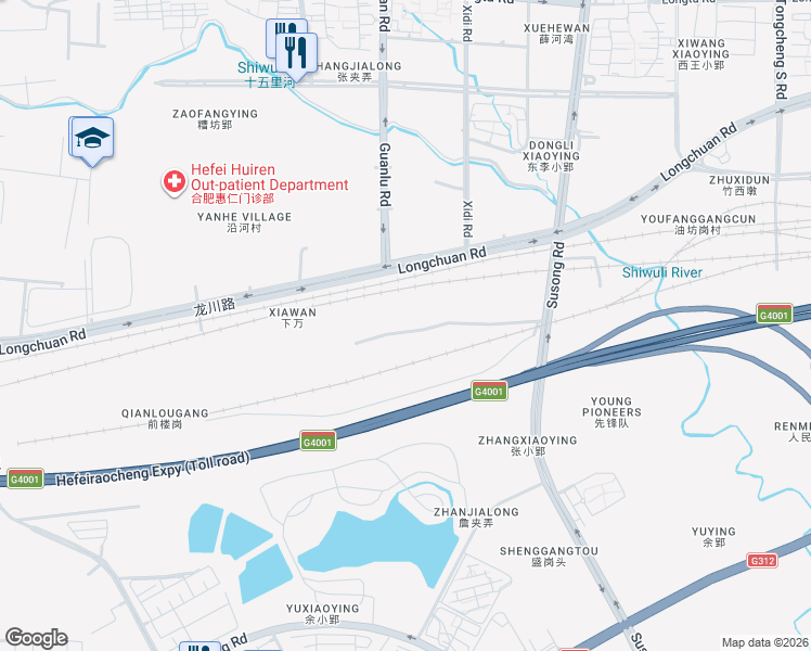 map of restaurants, bars, coffee shops, grocery stores, and more near in Hefei