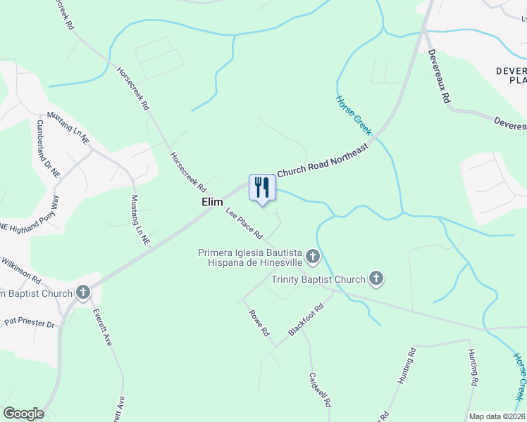 map of restaurants, bars, coffee shops, grocery stores, and more near 217 Lee Place Road in Ludowici