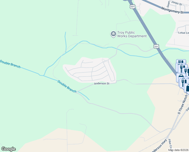 map of restaurants, bars, coffee shops, grocery stores, and more near 1310 Hunters Mountain Parkway in Troy
