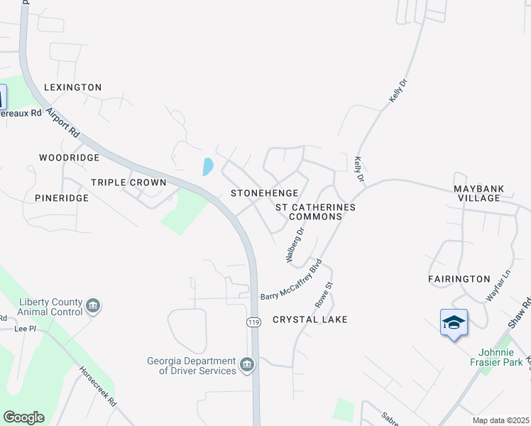 map of restaurants, bars, coffee shops, grocery stores, and more near 1805 Blair Court in Hinesville