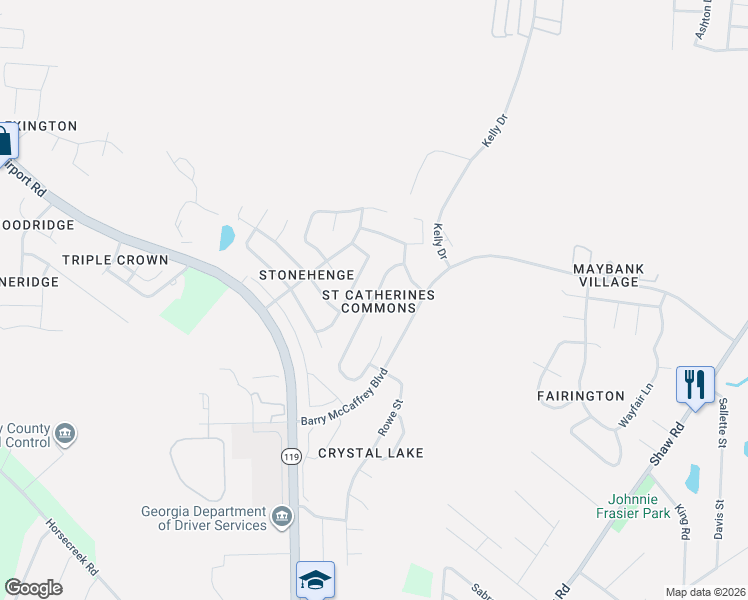 map of restaurants, bars, coffee shops, grocery stores, and more near 2005 Ossabaw Drive in Hinesville