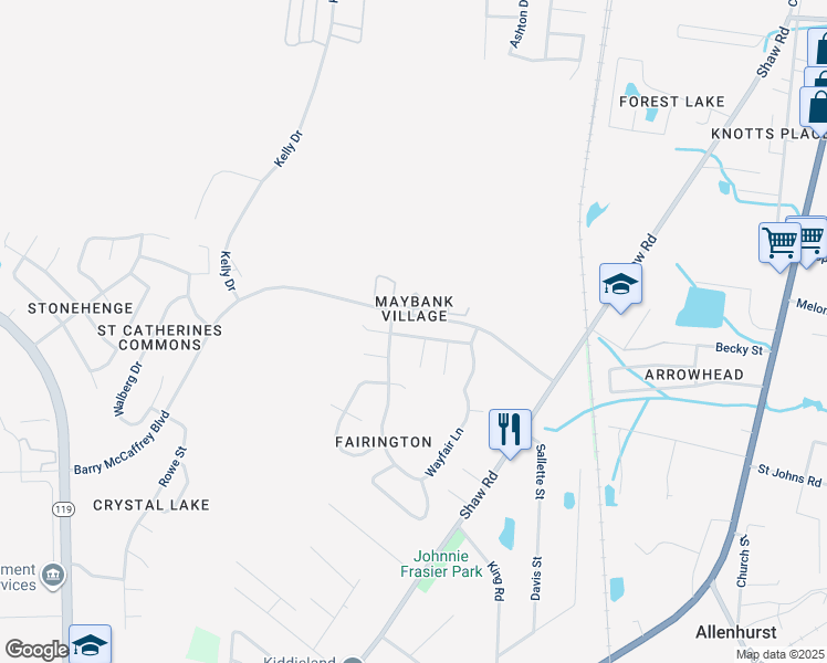 map of restaurants, bars, coffee shops, grocery stores, and more near 205 Bridgemont Way in Hinesville