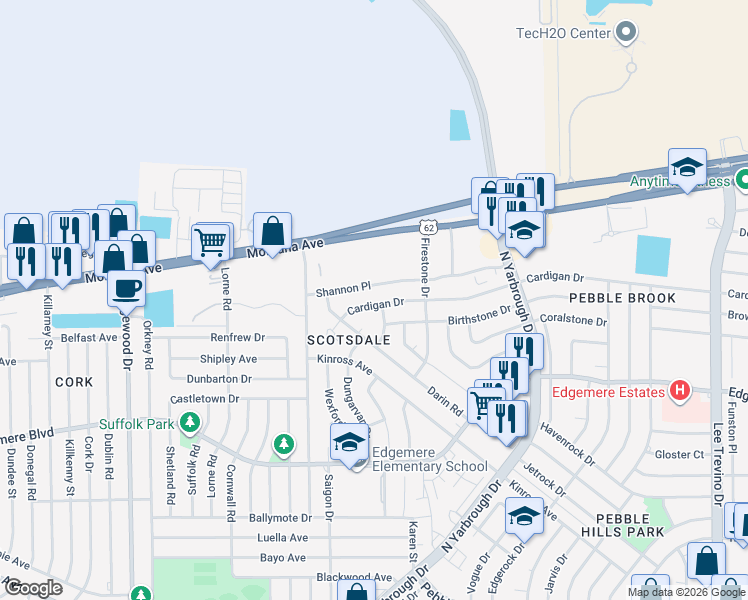 map of restaurants, bars, coffee shops, grocery stores, and more near 10349 Shannon Place in El Paso