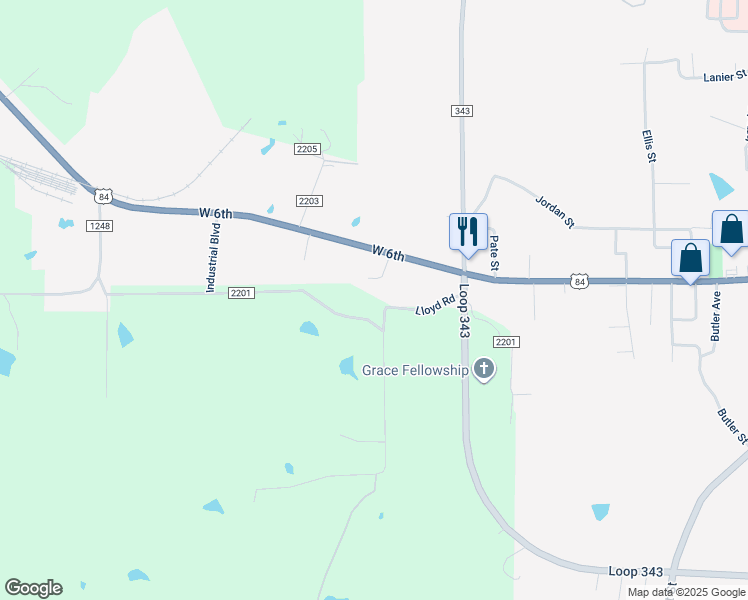 map of restaurants, bars, coffee shops, grocery stores, and more near 310 Lloyd Road in Rusk
