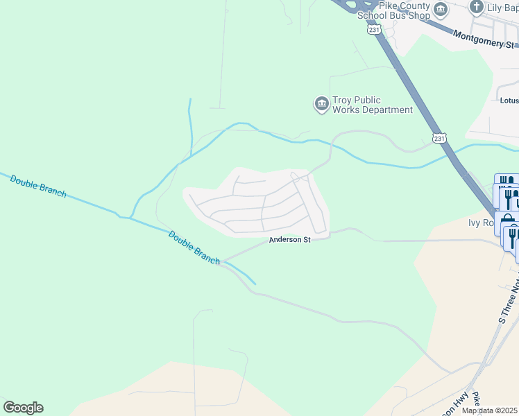 map of restaurants, bars, coffee shops, grocery stores, and more near Quail Run in Troy