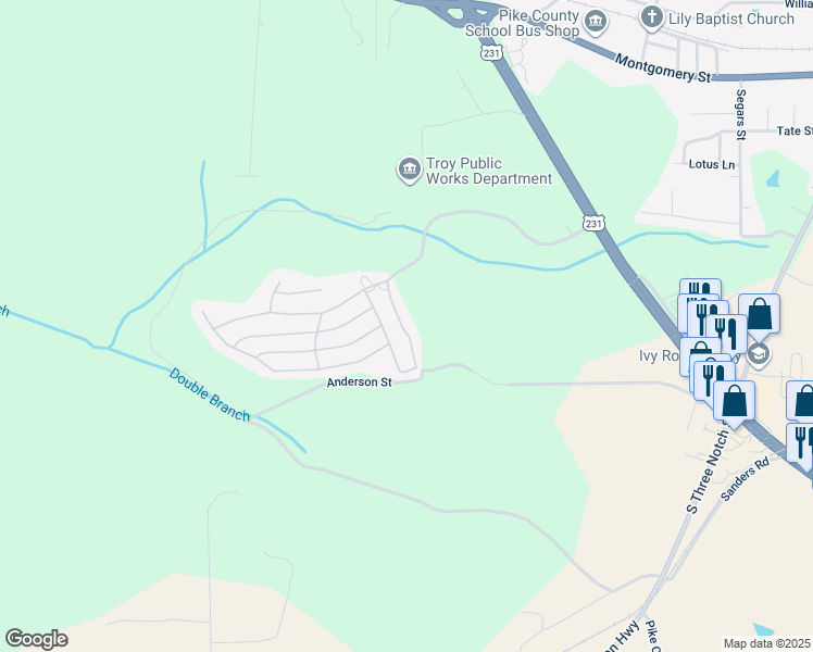 map of restaurants, bars, coffee shops, grocery stores, and more near Hunters Mountain Parkway in Troy