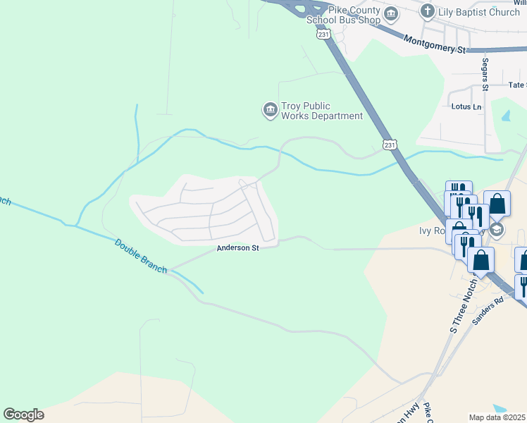 map of restaurants, bars, coffee shops, grocery stores, and more near Hunters Mountain Parkway in Troy