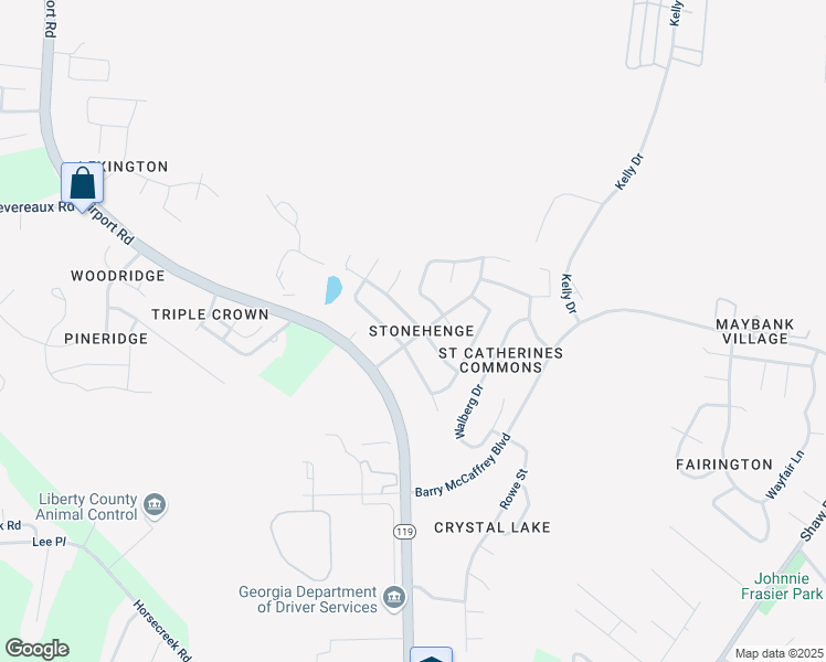 map of restaurants, bars, coffee shops, grocery stores, and more near 1901 Stonehenge Drive in Hinesville