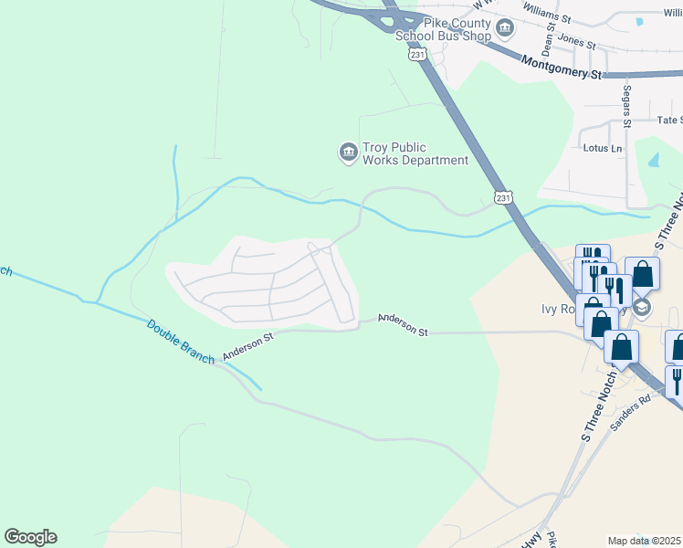 map of restaurants, bars, coffee shops, grocery stores, and more near Hunters Mountain Parkway in Troy