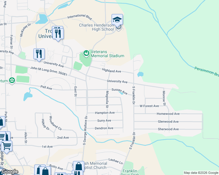 map of restaurants, bars, coffee shops, grocery stores, and more near 200 Sussex Avenue in Troy