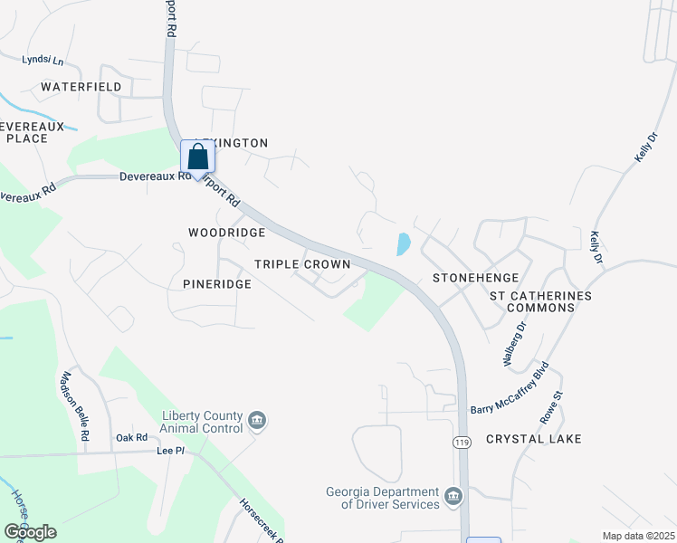 map of restaurants, bars, coffee shops, grocery stores, and more near 216 Preakness Drive in Hinesville