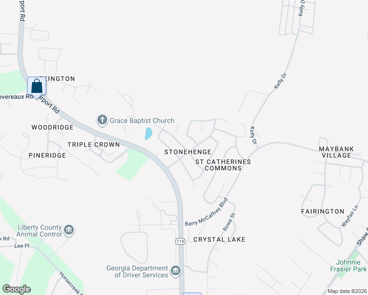 map of restaurants, bars, coffee shops, grocery stores, and more near 1918 Salisbury Way in Hinesville