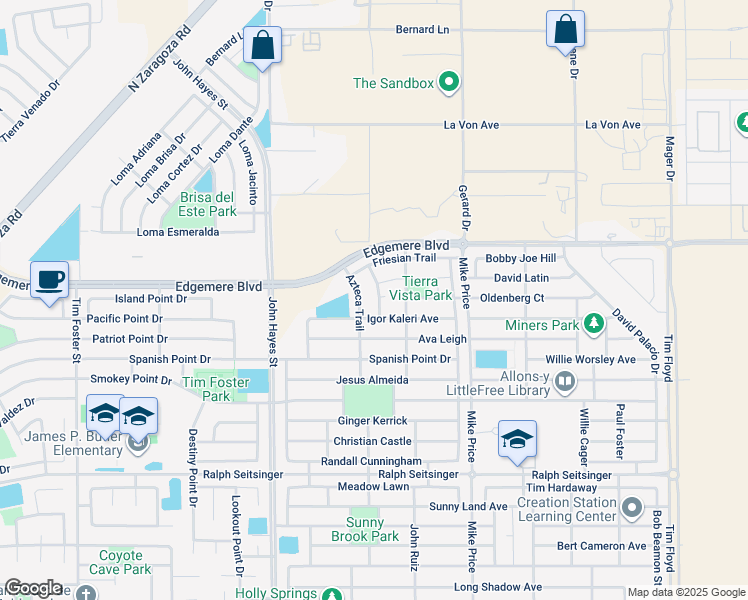 map of restaurants, bars, coffee shops, grocery stores, and more near 3275 Bashkir Trail in El Paso