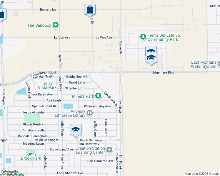 map of restaurants, bars, coffee shops, grocery stores, and more near 3388 David Palacio Drive in El Paso