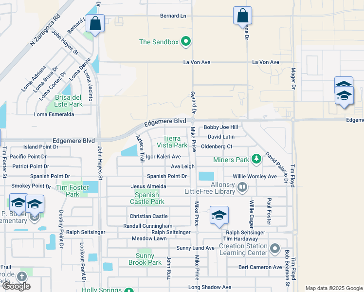 map of restaurants, bars, coffee shops, grocery stores, and more near 14699 Ava Leigh in El Paso