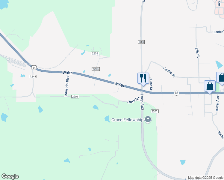 map of restaurants, bars, coffee shops, grocery stores, and more near 310 Lloyd Road in Rusk